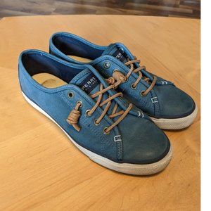 Sperry Leather Crest Vibe Sneaker in Teal Size 8.5 Women's